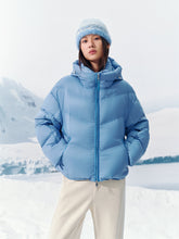 Women's Blue Cropped Puffer Jacket